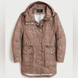NWT J. Crew Perfect Rain Jacket in Leopard Dot Print